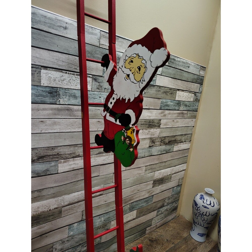 Vtg House of Lloyd Chistmas Around The World "Up The Ladder" Wooden 1991 Santa - Picture 3 of 13